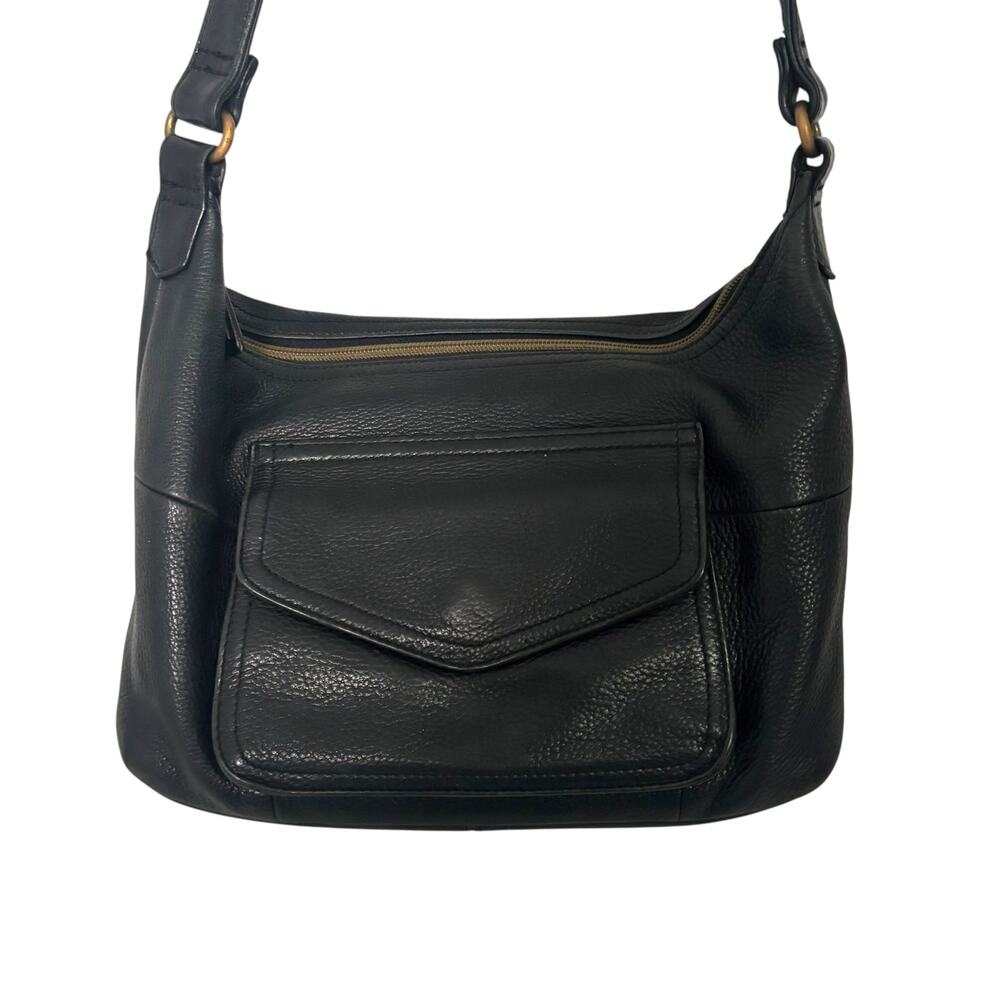 Fossil Vintage Black Leather Bag Shoulder Medium Handbag Purse 90s Y2K 75082 - Picture 3 of 14